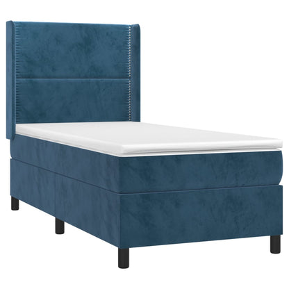 Box Spring Postel S Matrací A Led Tmavě Modrá 80 X 200 Cm Samet