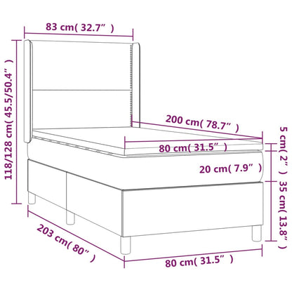 Box Spring Postel S Matrací A Led Tmavě Modrá 80 X 200 Cm Samet
