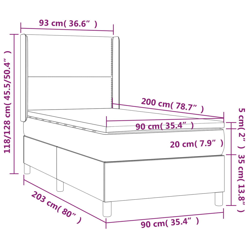 Box Spring Postel S Matrací A Led Tmavě Zelená 90X200 Cm Samet
