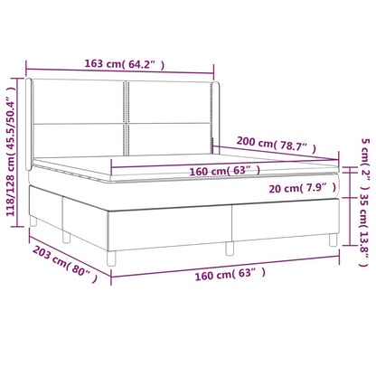 Box Spring Postel S Matrací A Led Tmavě Modrá 160X200 Cm Samet