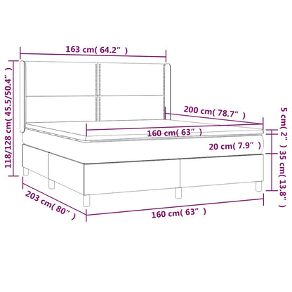 Box Spring Postel S Matrací A Led Tmavě Modrá 160X200 Cm Samet