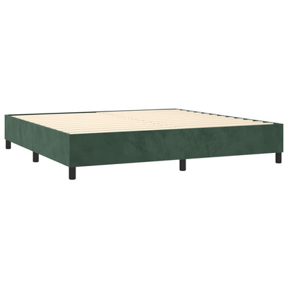 Box Spring Postel S Matrací A Led Tmavě Zelená 200X200 Cm Samet