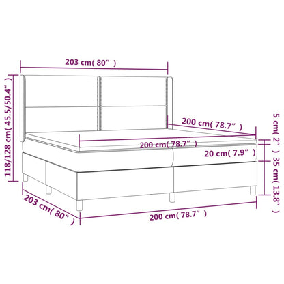 Box Spring Postel S Matrací A Led Tmavě Modrá 200X200 Cm Samet