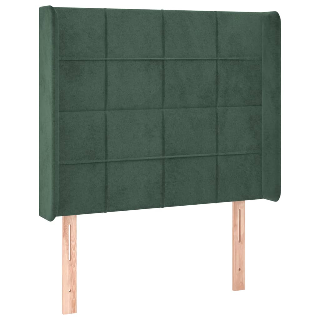 Box Spring Postel S Matrací A Led Tmavě Zelená 90X200 Cm Samet
