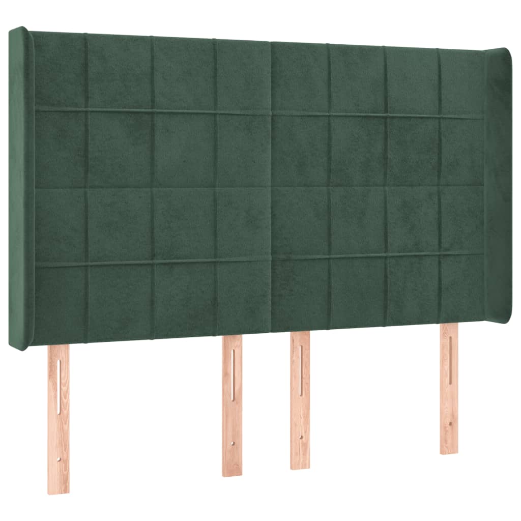 Box Spring Postel S Matrací A Led Tmavě Zelená 140X190 Cm Samet