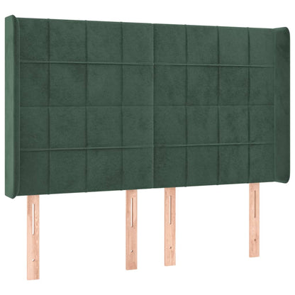 Box Spring Postel S Matrací A Led Tmavě Zelená 140X190 Cm Samet