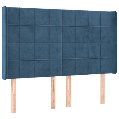 Box Spring Postel S Matrací A Led Tmavě Modrá 140X190 Cm Samet