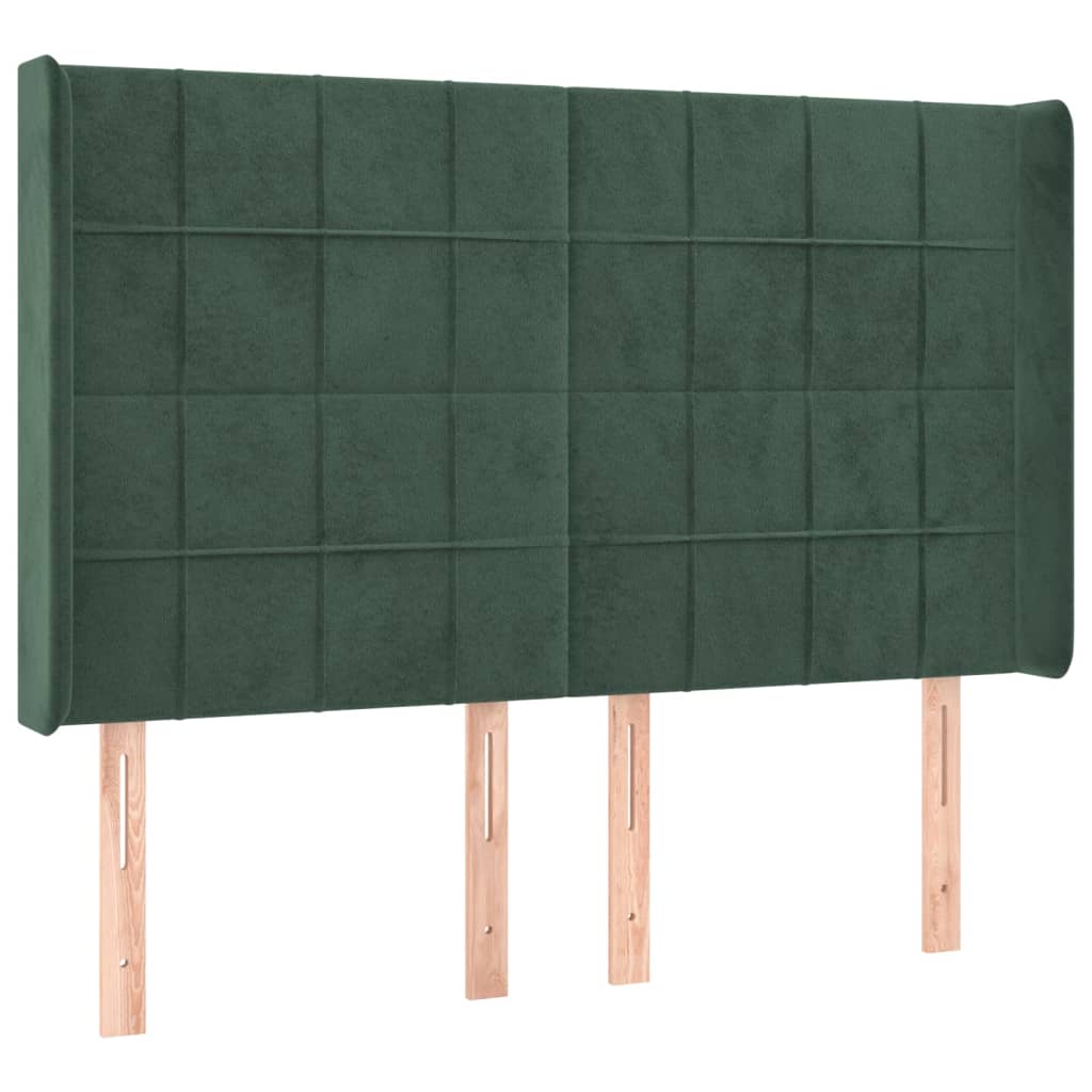 Box Spring Postel S Matrací A Led Tmavě Zelená 140X200 Cm Samet