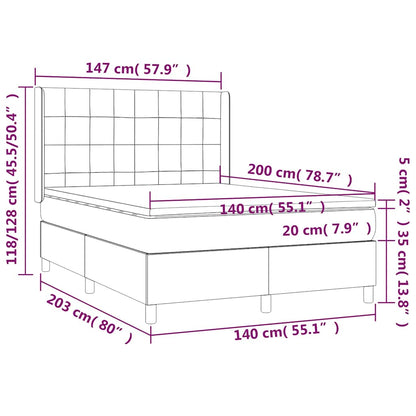 Box Spring Postel S Matrací A Led Tmavě Modrá 140X200 Cm Samet