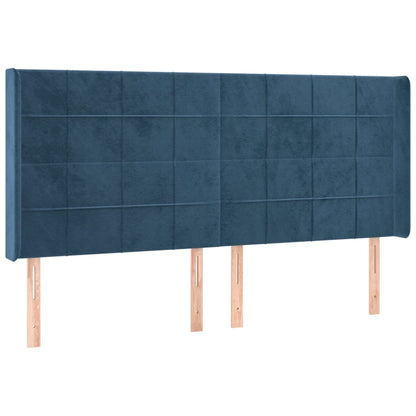 Box Spring Postel S Matrací A Led Tmavě Modrá 200X200 Cm Samet