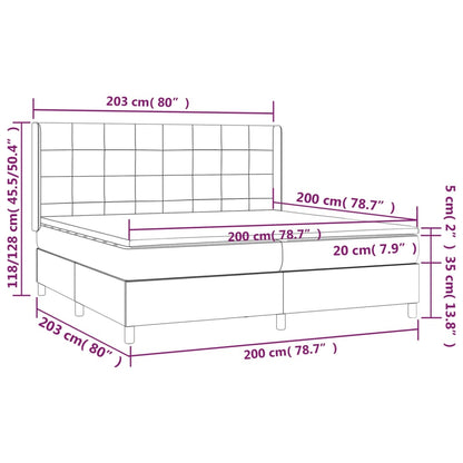 Box Spring Postel S Matrací A Led Tmavě Modrá 200X200 Cm Samet