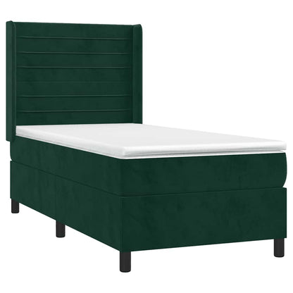 Box Spring Postel S Matrací A Led Tmavě Zelená 80X200 Cm Samet