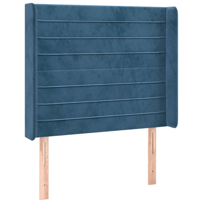 Box Spring Postel S Matrací A Led Tmavě Modrá 90X200 Cm Samet