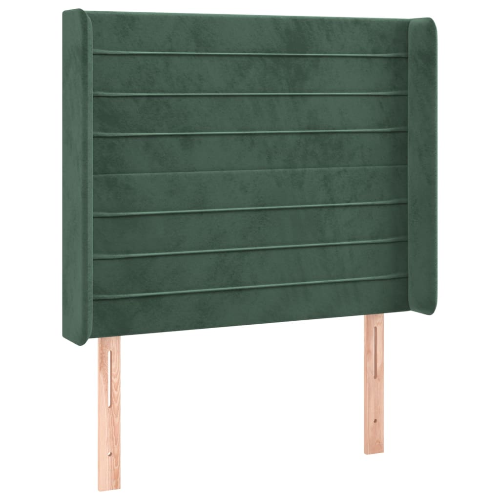 Box Spring Postel S Matrací A Led Tmavě Zelená 100X200 Cm Samet