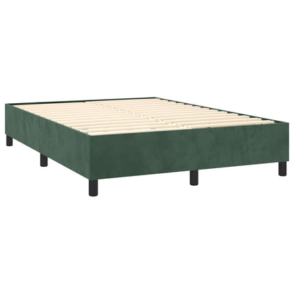 Box Spring Postel S Matrací A Led Tmavě Zelená 140X190 Cm Samet