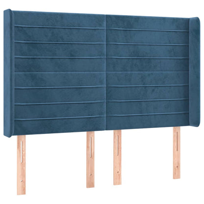 Box Spring Postel S Matrací A Led Tmavě Modrá 140X190 Cm Samet
