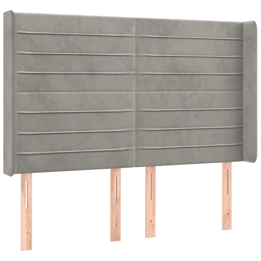 Box Spring Postel S Matrací A Led Samet Světle Šedá
