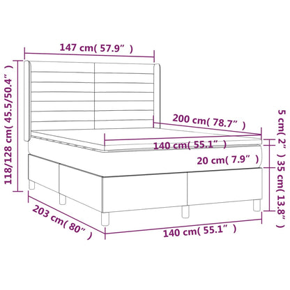 Box Spring Postel S Matrací A Led Samet Světle Šedá