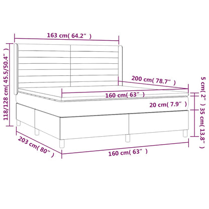 Box Spring Postel S Matrací A Led Tmavě Zelená 160X200 Cm Samet