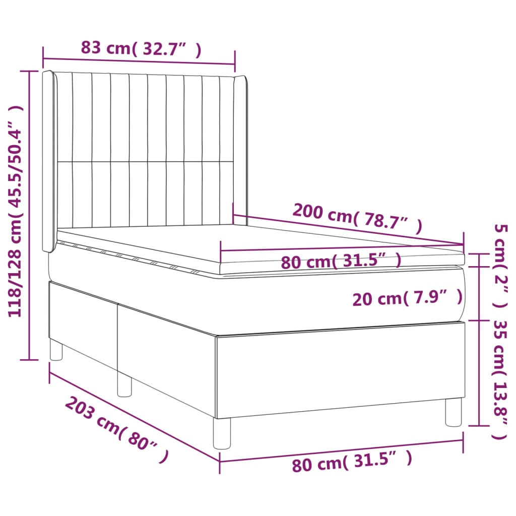 Box Spring Postel S Matrací A Led Tmavě Zelená 80X200 Cm Samet