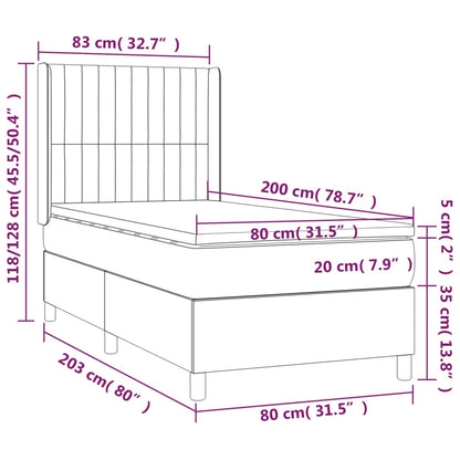 Box Spring Postel S Matrací A Led Tmavě Zelená 80X200 Cm Samet