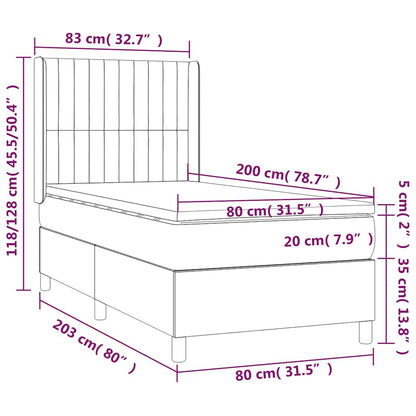 Box Spring Postel S Matrací A Led Tmavě Zelená 80X200 Cm Samet