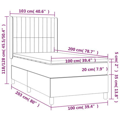 Box Spring Postel S Matrací A Led Tmavě Zelená 100X200 Cm Samet