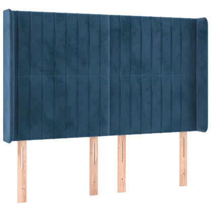 Box Spring Postel S Matrací A Led Tmavě Modrá 140X190 Cm Samet