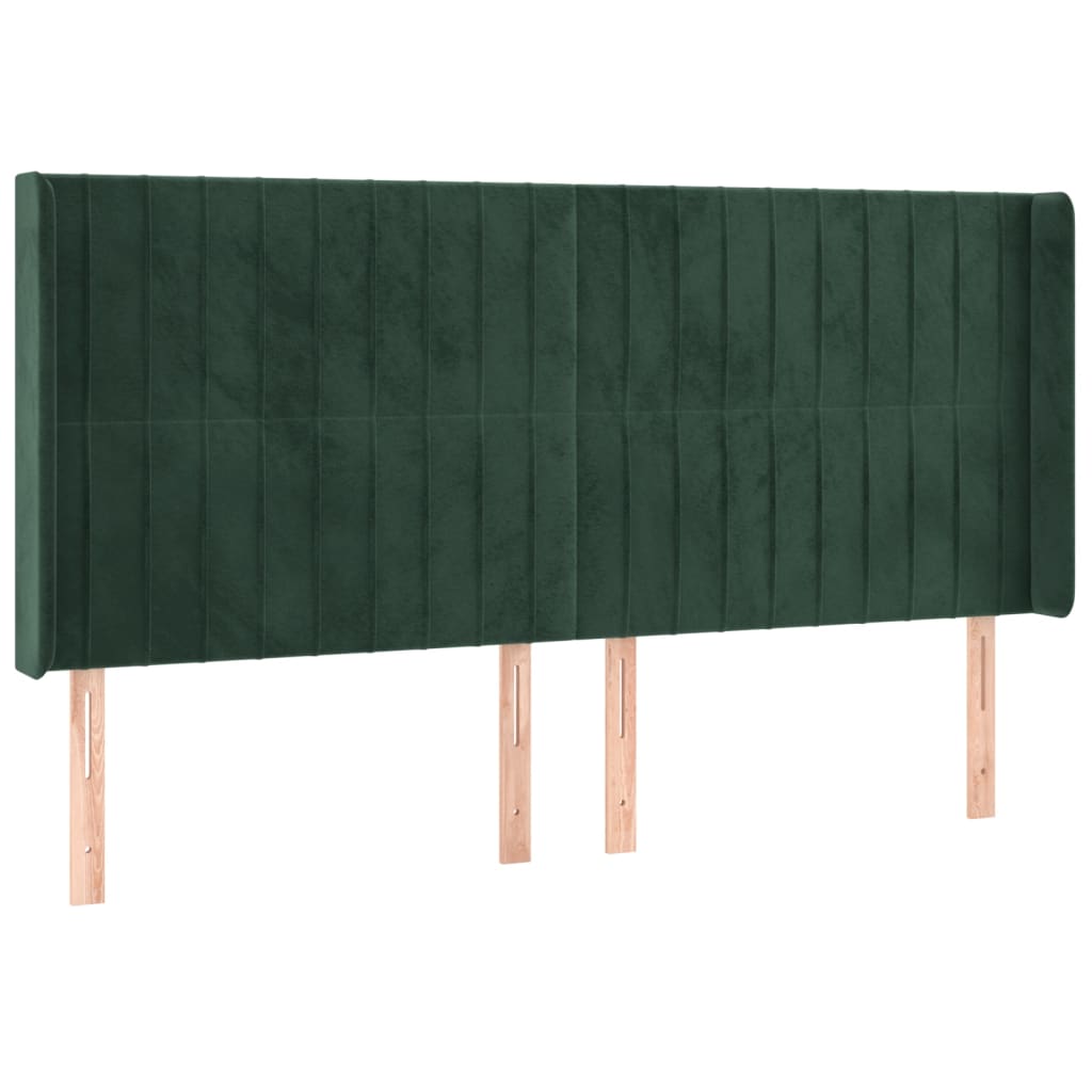 Box Spring Postel S Matrací A Led Tmavě Zelená 160X200 Cm Samet