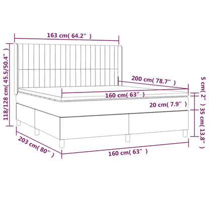 Box Spring Postel S Matrací A Led Tmavě Zelená 160X200 Cm Samet