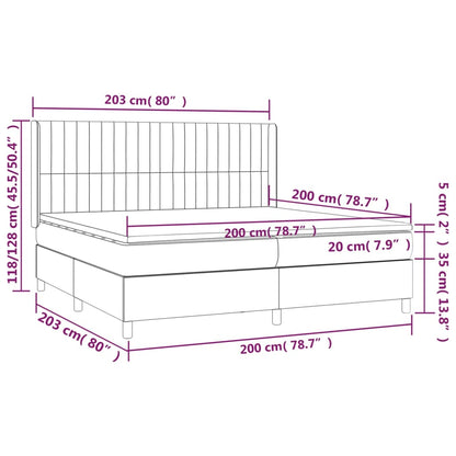 Box Spring Postel S Matrací A Led Tmavě Modrá 200X200 Cm Samet