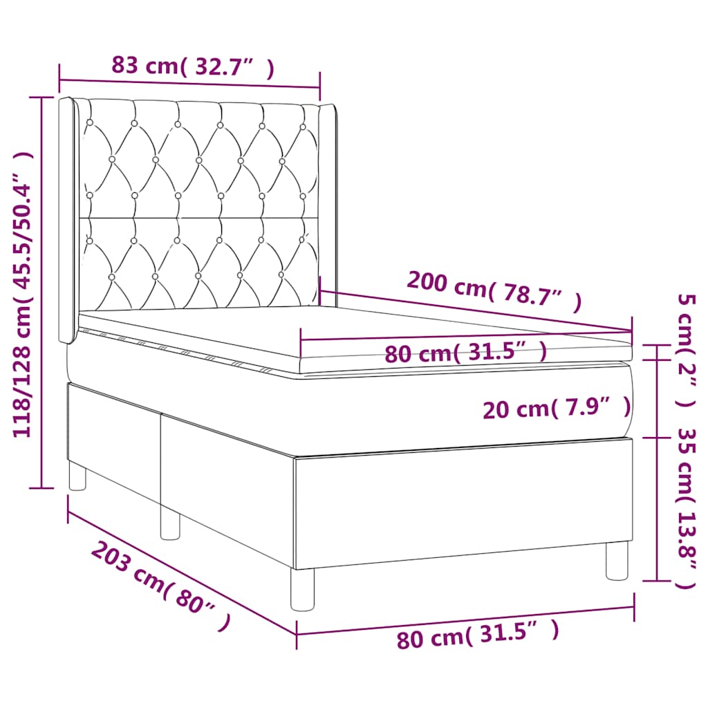 Box Spring Postel S Matrací A Led Tmavě Zelená 80X200 Cm Samet