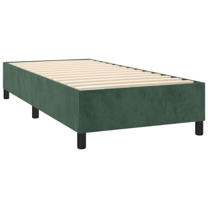 Box Spring Postel S Matrací A Led Tmavě Zelená 90X190 Cm Samet