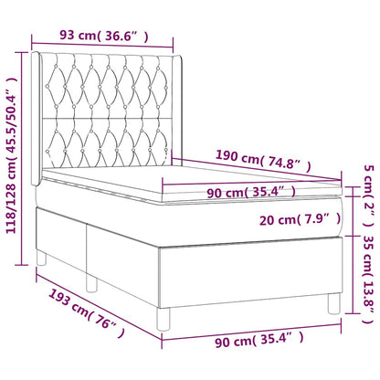 Box Spring Postel S Matrací A Led Tmavě Zelená 90X190 Cm Samet