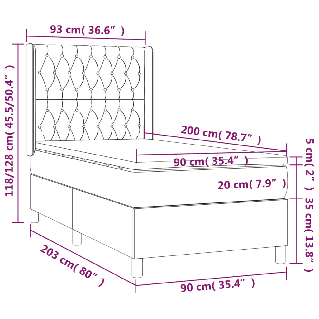 Box Spring Postel S Matrací A Led Tmavě Zelená 90X200 Cm Samet