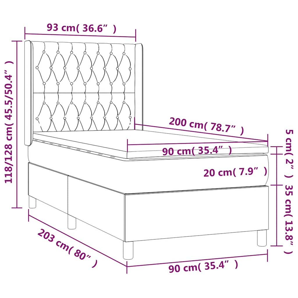 Box Spring Postel S Matrací A Led Tmavě Zelená 90X200 Cm Samet