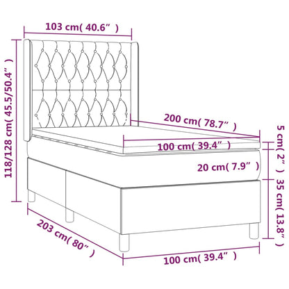 Box Spring Postel S Matrací A Led Tmavě Zelená 100X200 Cm Samet