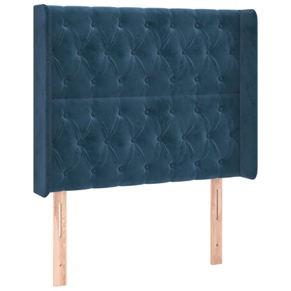 Box Spring Postel S Matrací A Led Tmavě Modrá 100X200 Cm Samet