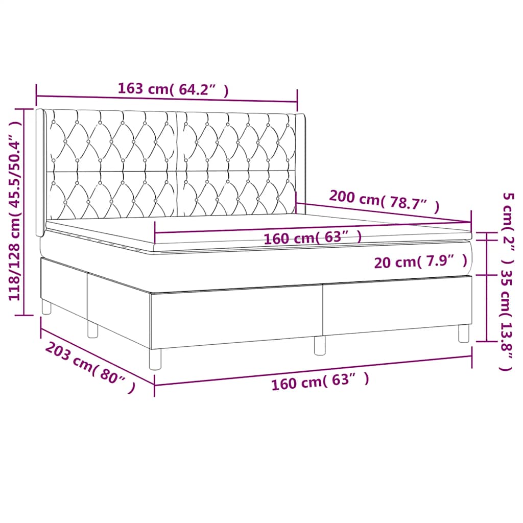 Box Spring Postel S Matrací A Led Tmavě Zelená 160X200 Cm Samet