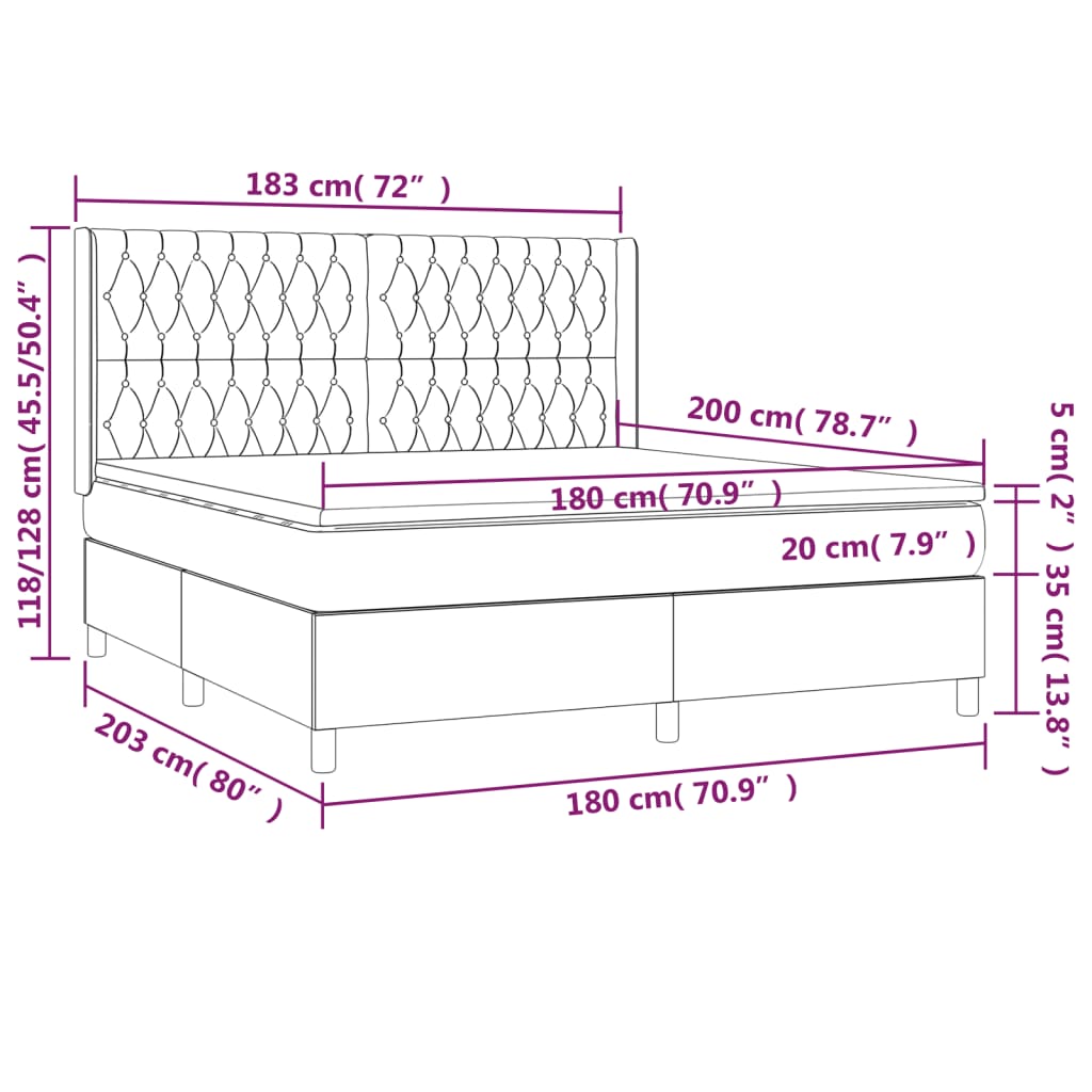 Box Spring Postel S Matrací A Led Tmavě Zelená 180X200 Cm Samet