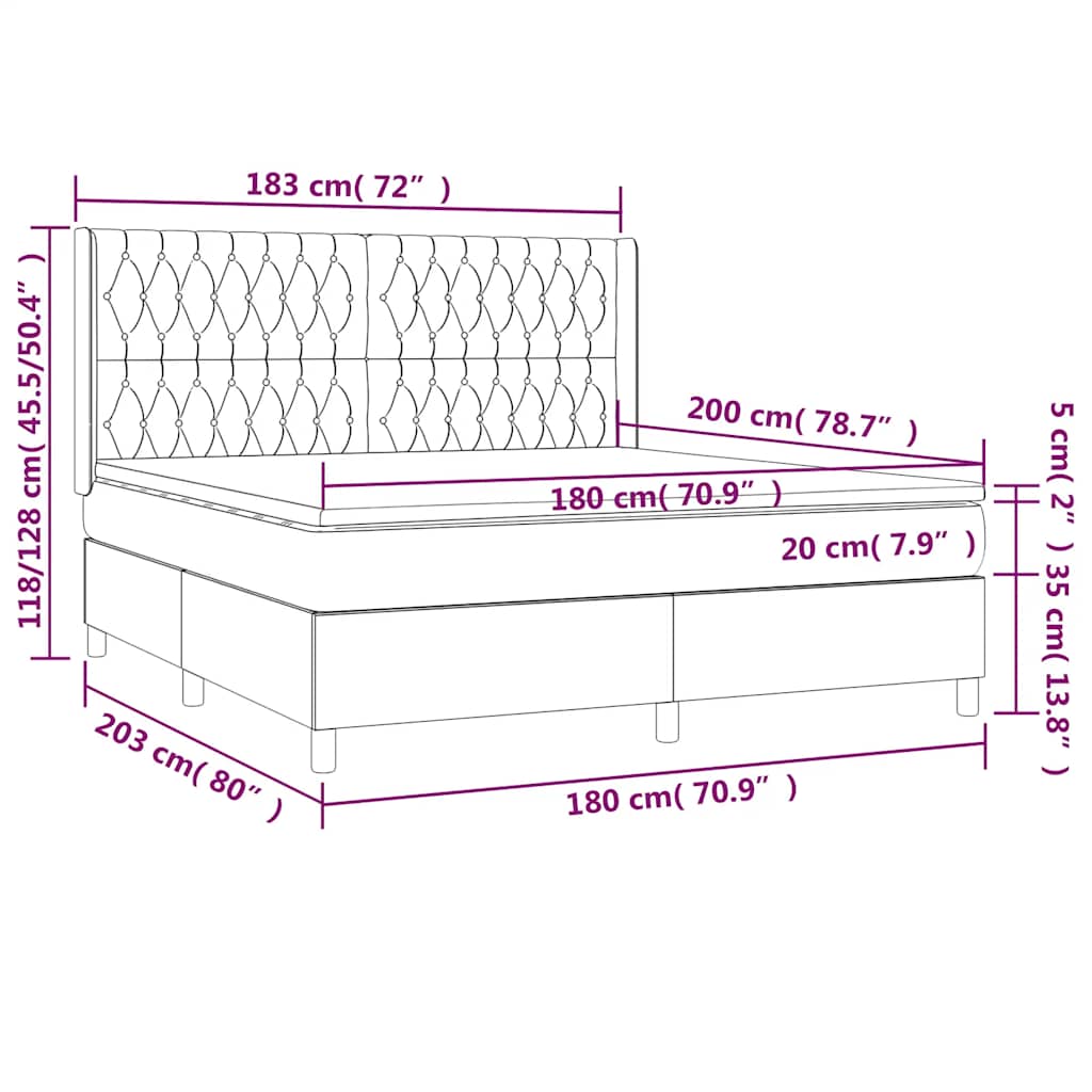 Box Spring Postel S Matrací A Led Tmavě Zelená 180X200 Cm Samet