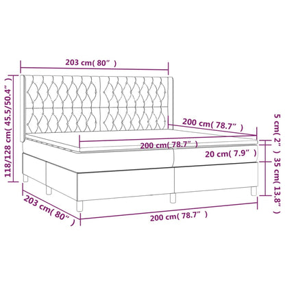 Box Spring Postel S Matrací A Led Tmavě Modrá 200X200 Cm Samet