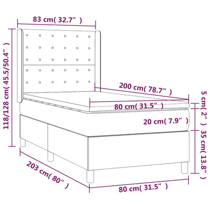 Box Spring Postel S Matrací A Led Tmavě Zelená 80X200 Cm Samet