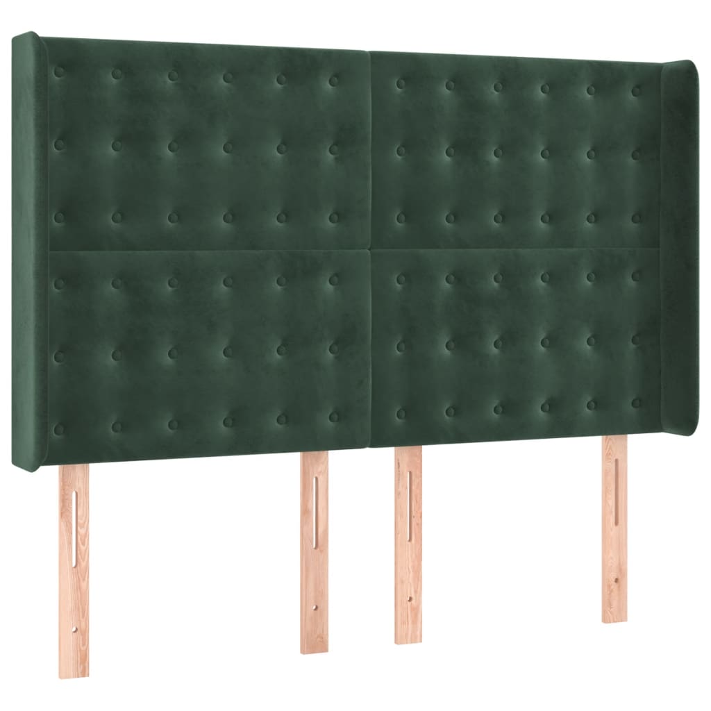 Box Spring Postel S Matrací A Led Tmavě Zelená 140X190 Cm Samet