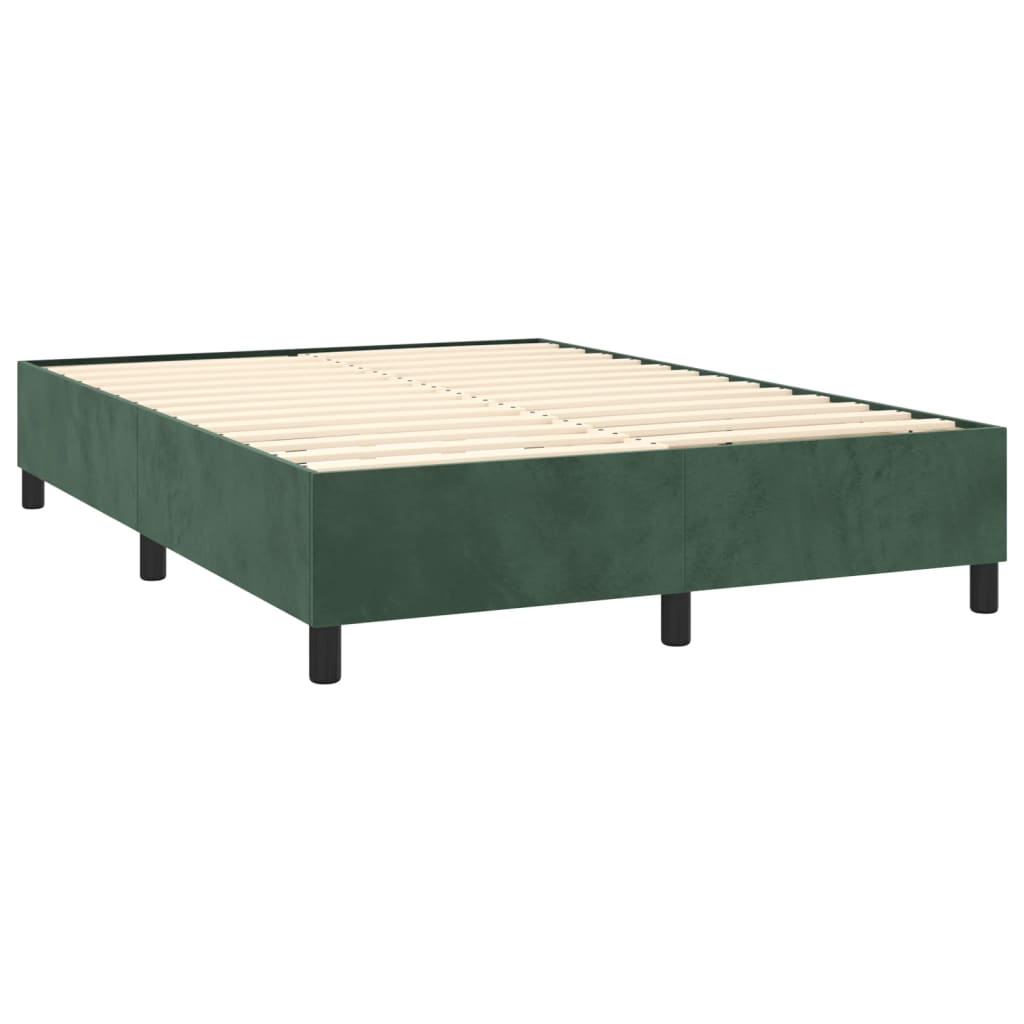 Box Spring Postel S Matrací A Led Tmavě Zelená 140X200 Cm Samet