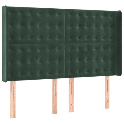 Box Spring Postel S Matrací A Led Tmavě Zelená 140X200 Cm Samet