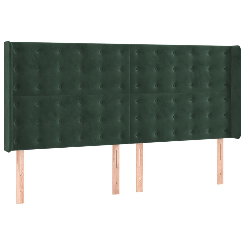 Box Spring Postel S Matrací A Led Tmavě Zelená 160X200 Cm Samet