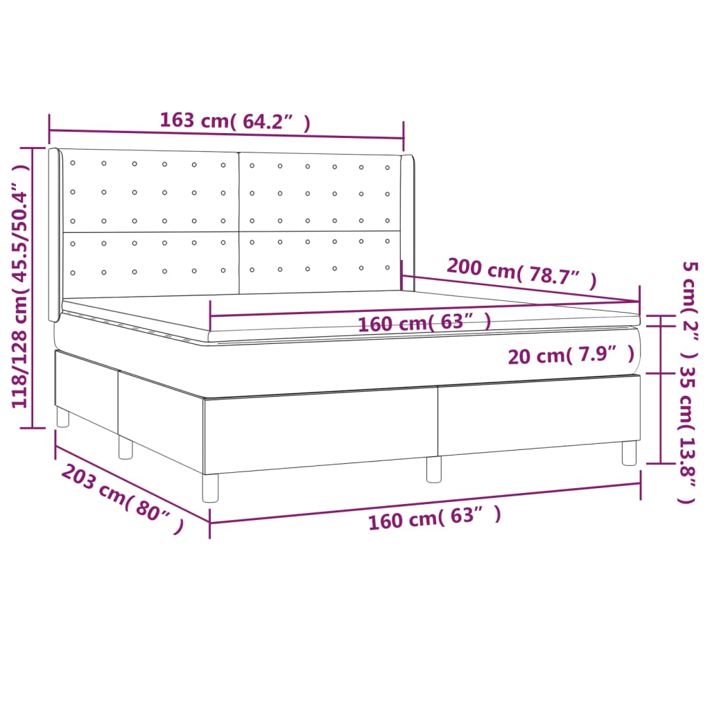 Box Spring Postel S Matrací A Led Tmavě Zelená 160X200 Cm Samet