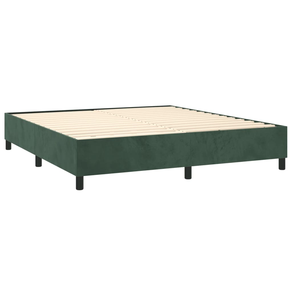 Box Spring Postel S Matrací A Led Tmavě Zelená 180X200 Cm Samet