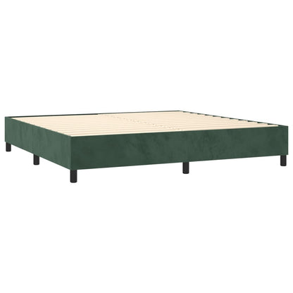 Box Spring Postel S Matrací A Led Tmavě Zelená 200X200 Cm Samet